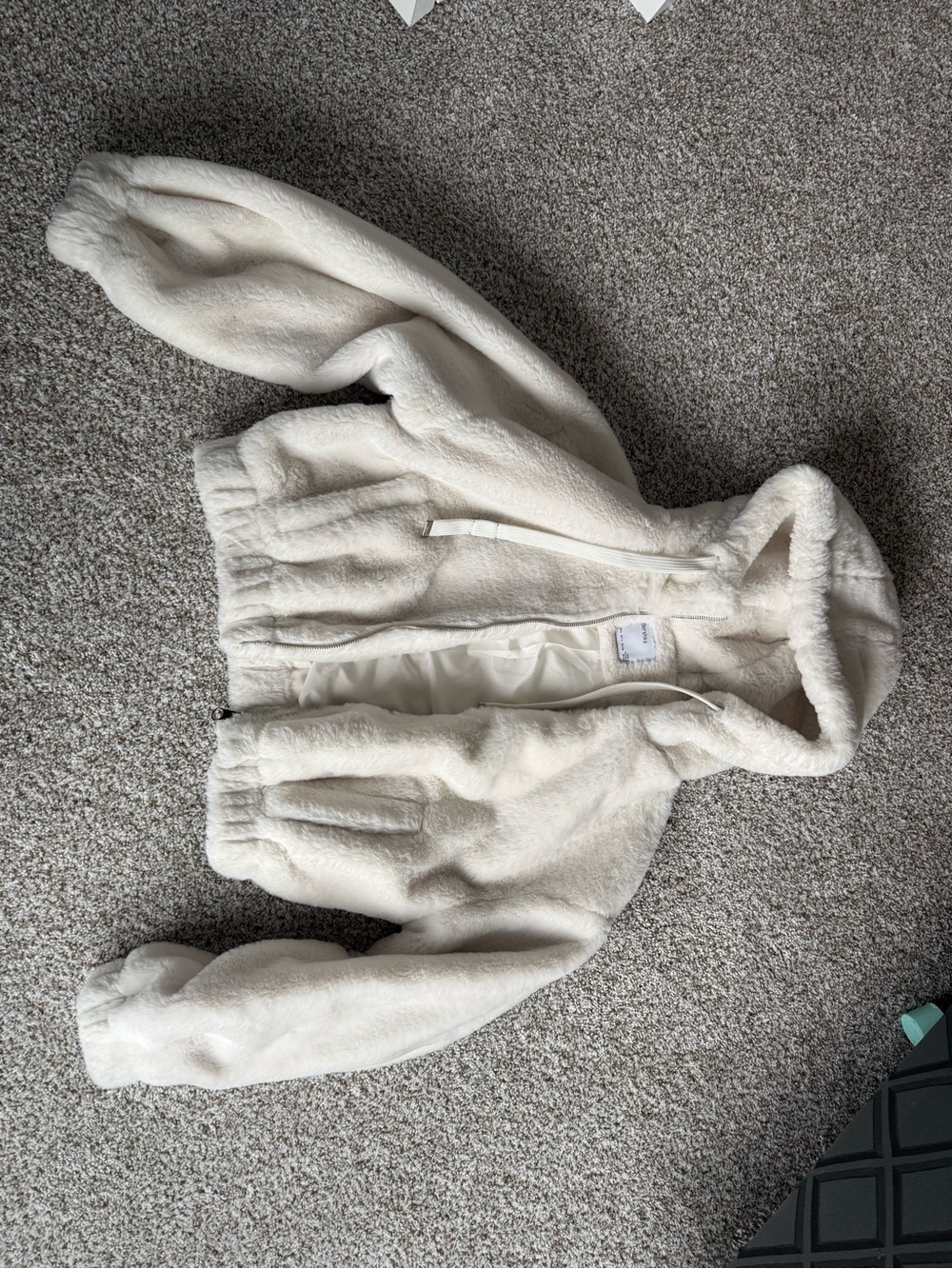 Bershka Hooded Teddy Coat - Off-White